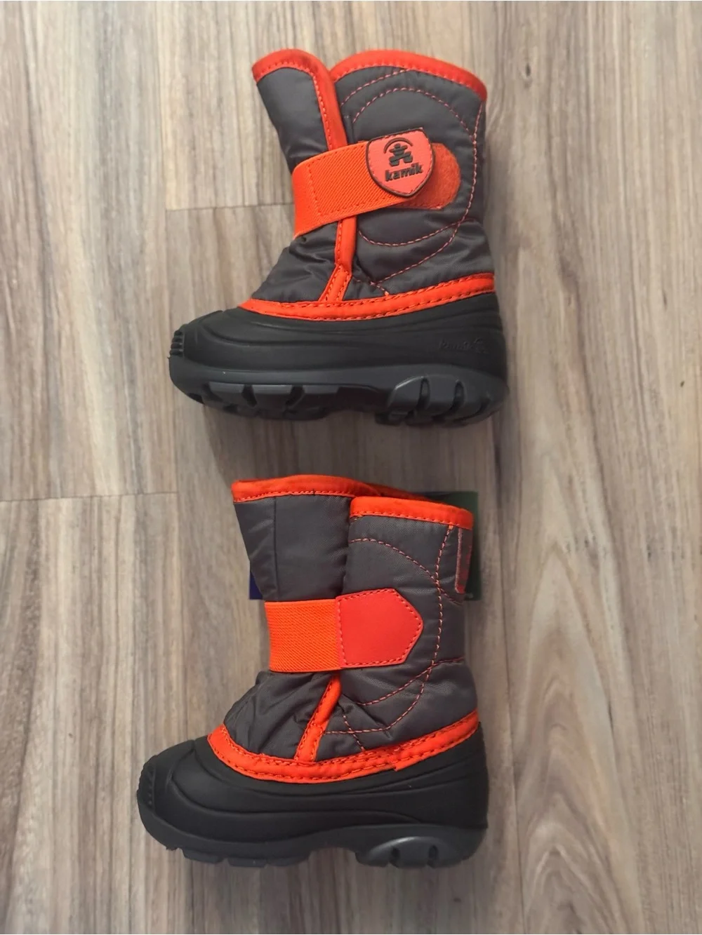 Kamik Kids Orange and Gray Strap Snow Boots